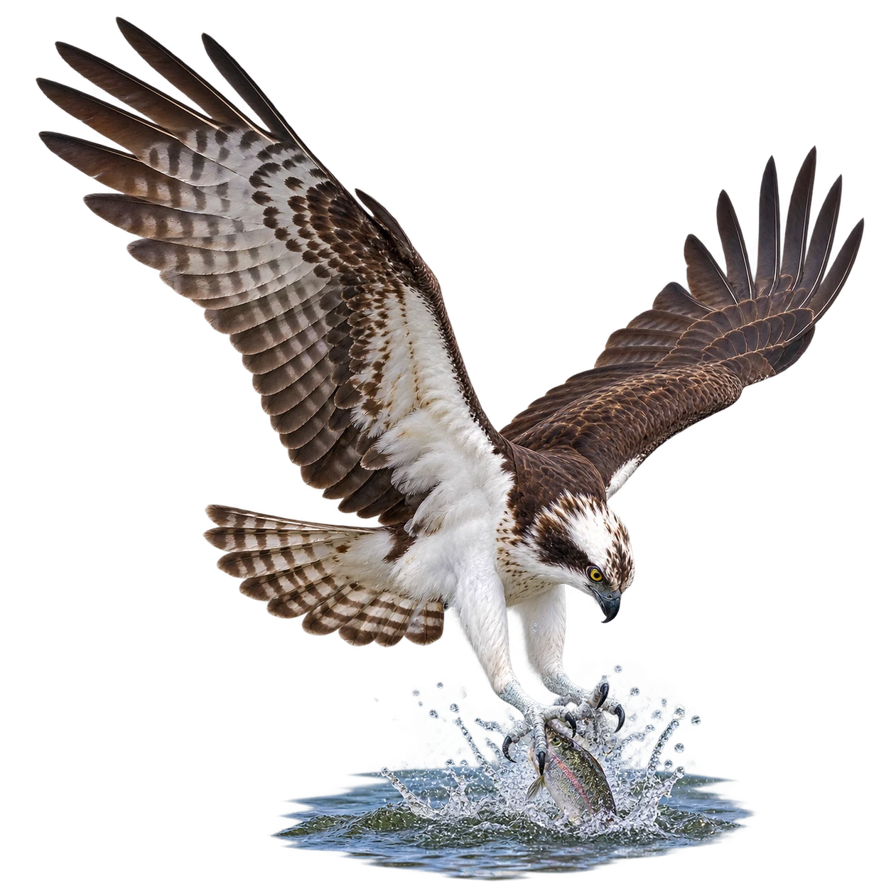 Fischadler: Suchflug · Fischfang · Stoßtauchen · Aassuche