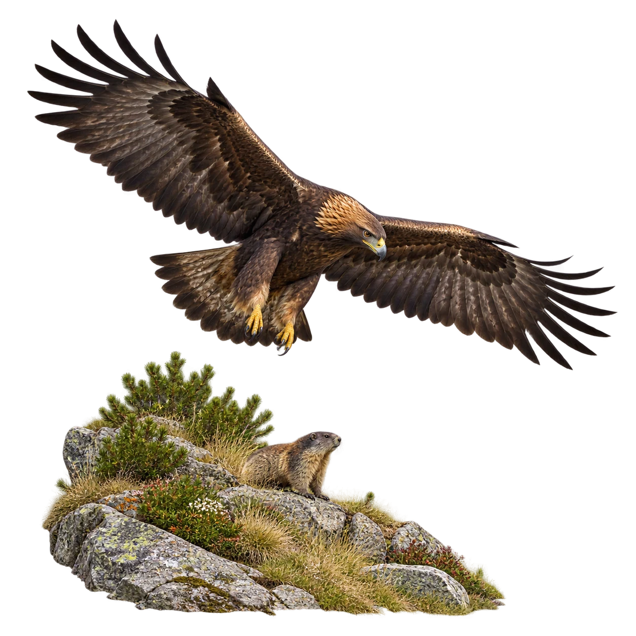 Steinadler: Suchflug · Aassuche
