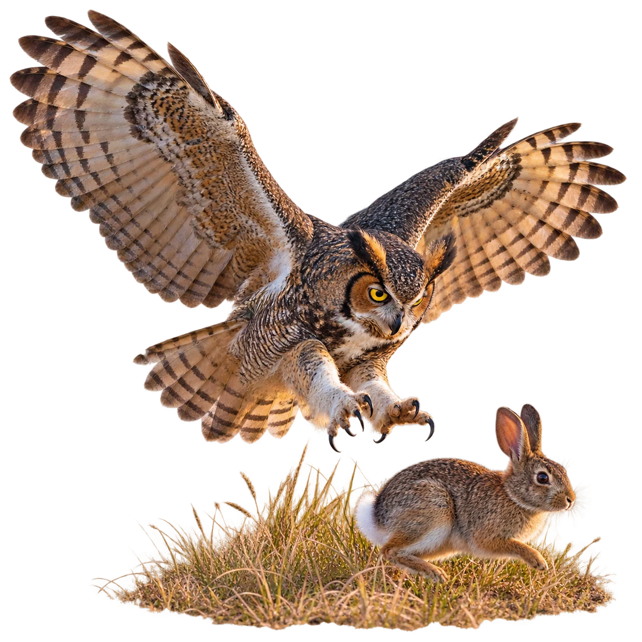 Virginia-Uhu: Ansitzjagd · Leiser Jagdflug · Aassuche